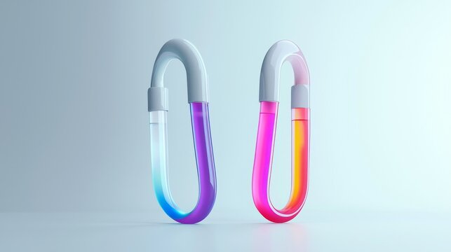 Two colorful test tubes with gradient liquids, symbolizing scientific innovation.