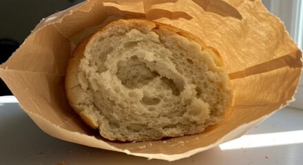 Partially opened package of sliced ​​bread