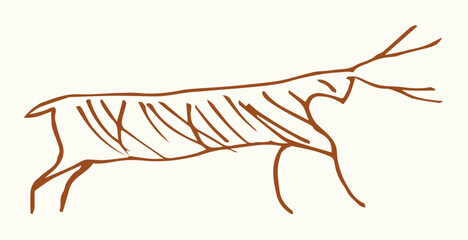 Primitive rock painting. Vector drawing