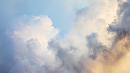 Soft clouds floating in a gradient sky with peaceful atmosphere and natural color transition.