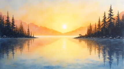 Fototapeta premium Twilight Tranquility: A Moment of Peace by the Lake