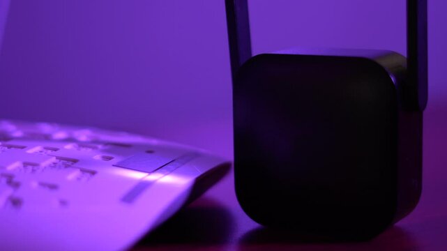 Internet modems and routers. Stationary and portable white and black Wi-Fi modems