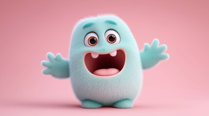 Obraz premium Счастливый Монстр Приветствует Всех С Распростертыми Объятиями Очаровательное Создание Выражает Радость И Волнение