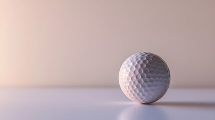 Isolated golf ball showcasing its texture and design on a smooth surface