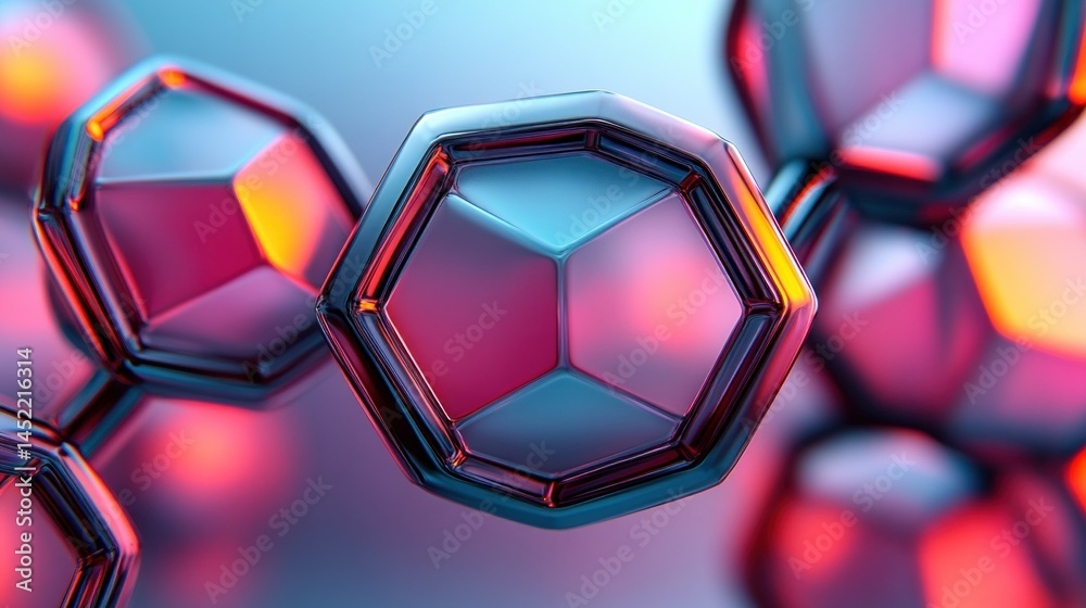 Wall mural geometric structures bond in abstract digital space
