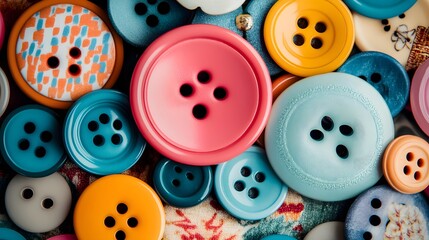 Colorful Buttons Background Texture Sewing Craft