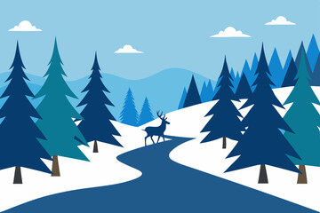 Fototapeta premium winter landscape with trees