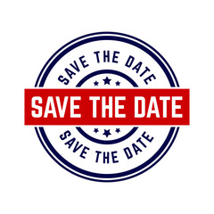 Save the date rubber stamp badge vector set