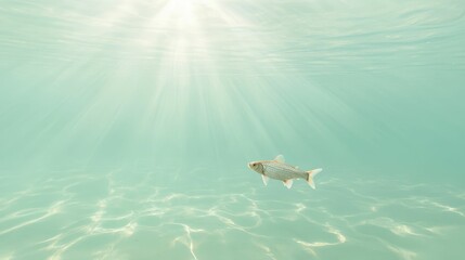 Obraz premium Submerged fish, sunlit shallow water.