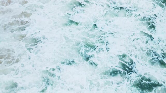 Waves sea water surface High quality video ProRes HQ, Bird's eye view waves background