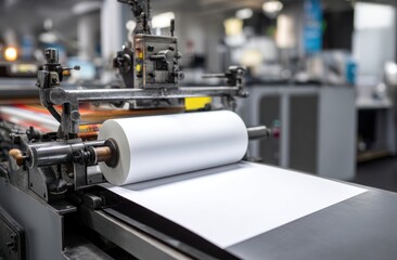 Fototapeta premium Operate Machinery in Workplace, Producing Paper Roll, Equipment at Work, Modern Industrial Machine & Manufacturing Tech