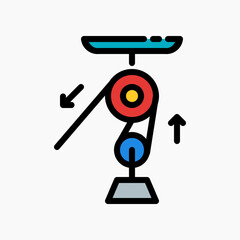 Design Illustration graphic of Double pulley icon with colored outline style. Suitable for UI, mobile design, web design, etc.