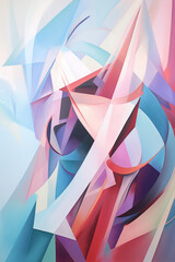  watercolor abstract painting of giant cubism