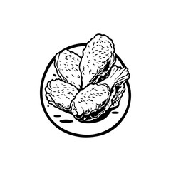 Monochrome Chicken Wings Illustration: A Culinary Delight in Simple Design