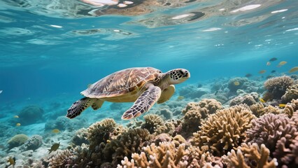 Obraz premium A turtle swimming in the water