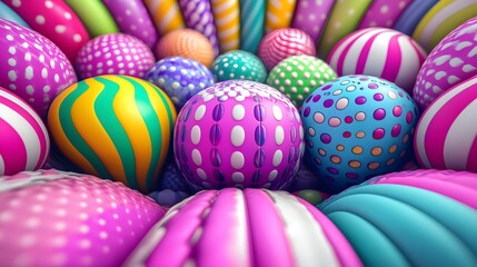 Fototapeta premium Colorful Easter Eggs Pattern Background Bright Holiday Decor