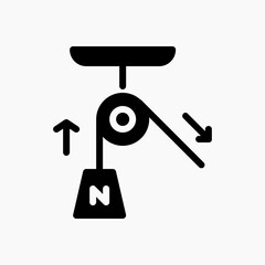 Design Illustration graphic of Single pulley icon with glyph style. Suitable for UI, mobile design, web design, etc.