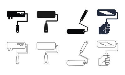 A black Paint roller vector and  illustration icon set of household tools 