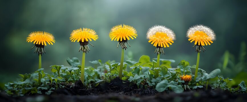 Dandelion Life Cycle Stages - Powered by Adobe