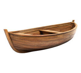 A wooden boat with a white background