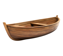 A wooden boat with a white background