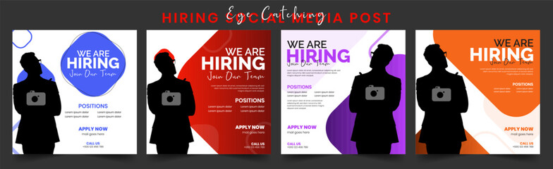 We Are Hiring Professional Social Media Post Design Template for Job Vacancy Corporate Recruitment Editable Square Banner Perfect for Instagram Facebook LinkedIn Business Hiring Announcements.