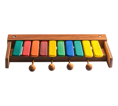 A wooden instrument with a colorful design