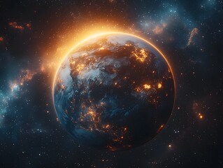 Mesmerizing Planet Earth surrounded by cosmic energy