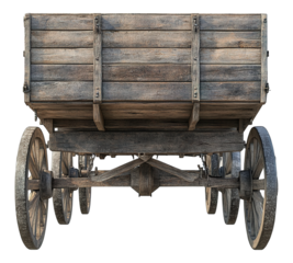 A wooden wagon with wooden wheels