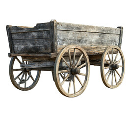 A wooden wagon with old wooden wheels