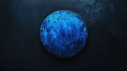Dark, textured, round platter in deep blue hue.