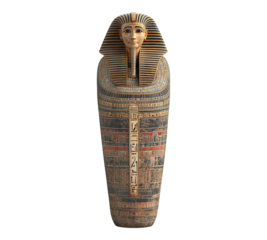 A statue of a man with a long beard and a long neck