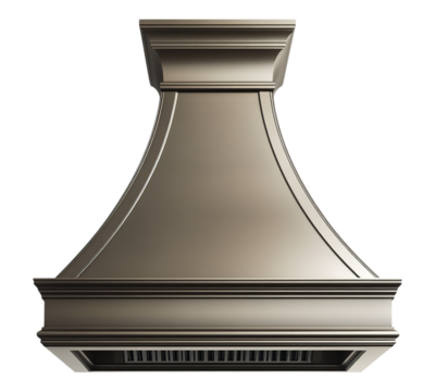A large, ornate, gold colored vent hood