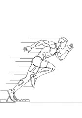 Fototapeta premium Line art of a sprinter in motion, showcasing dynamic movement and athleticism.