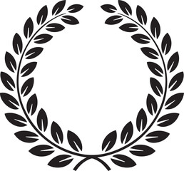Laurel Wreath Silhouette Black Vector | Classic Victory Symbol
