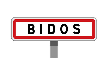 Panneau sur poteau de Bidos, Pyrénées-Atlantiques, Nouvelle-Aquitaine
