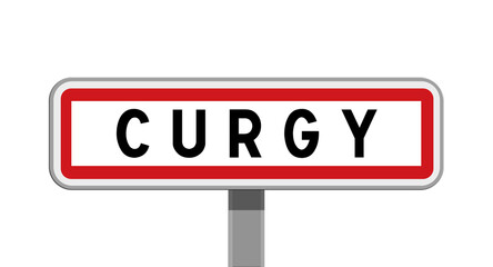 Panneau sur poteau de Curgy, Saône-et-Loire, Bourgogne-Franche-Comté