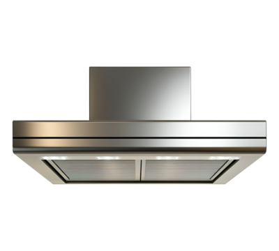 A silver vent with two lights on it