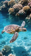 Fototapeta premium A turtle swimming in the water