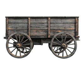 Fototapeta premium A wooden wagon with old wooden wheels