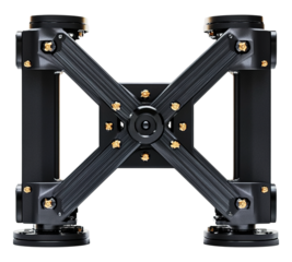 A black metal object with a gold trim