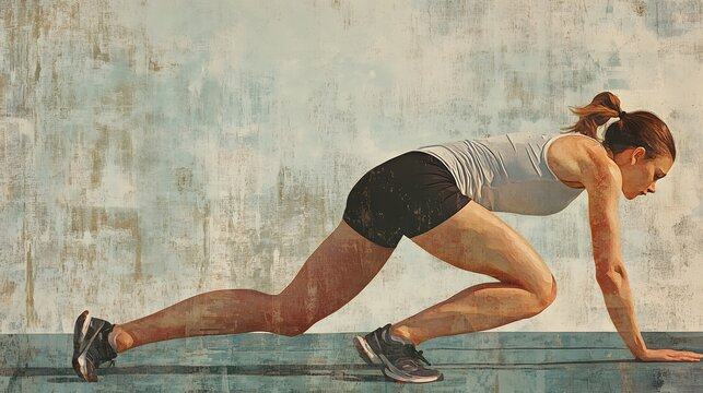 71. A woman stretching her hamstrings before a run