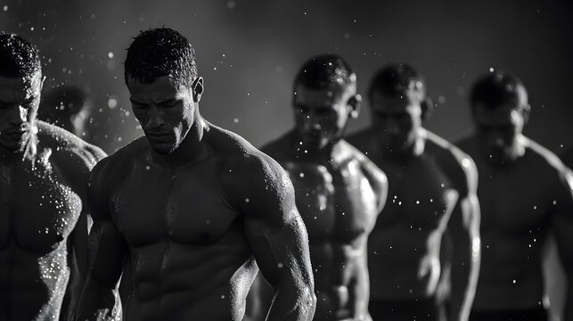 74. A group of athletes cooling down after an intense workout