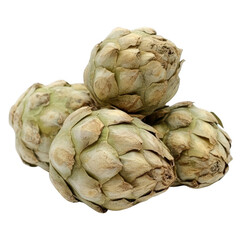 Fototapeta premium Pile of Artichokes Stacked on Top of Each Other on transparent background