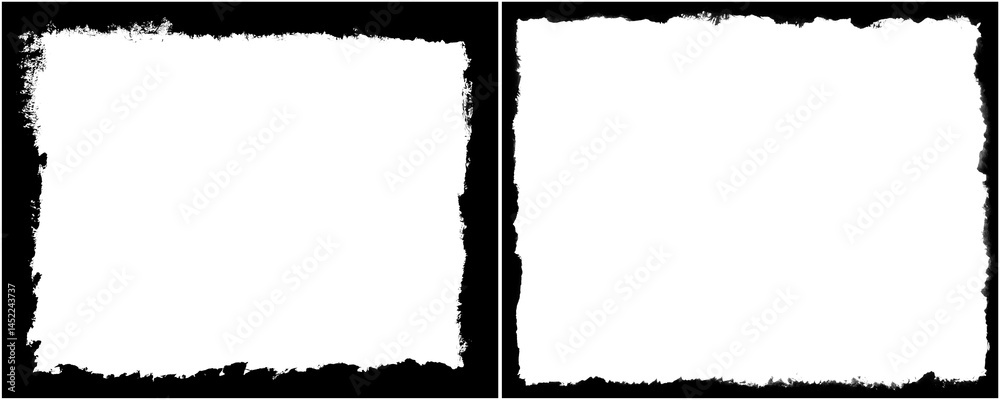 Fototapete black grunge frame with film grain texture for visual projects isolated on a transparent or white ba