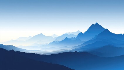 Obraz premium Capture Mountain Range Silhouette, View Distant Ridges and Peaks with Layered Terrain Landscape Background