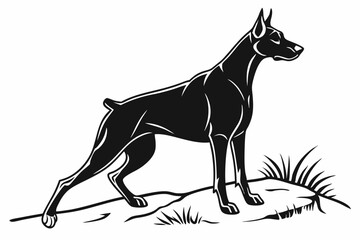 doberman sihouette black vector