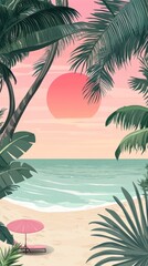 Obraz premium Summer vibes tropical ocean beach.