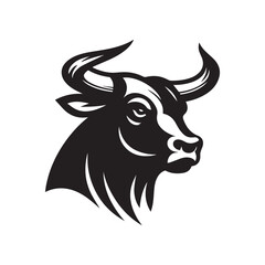 Black Bull Head vector silhouette art of illustration with white background