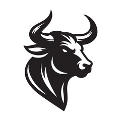 Black Bull Head vector silhouette art of illustration with white background
